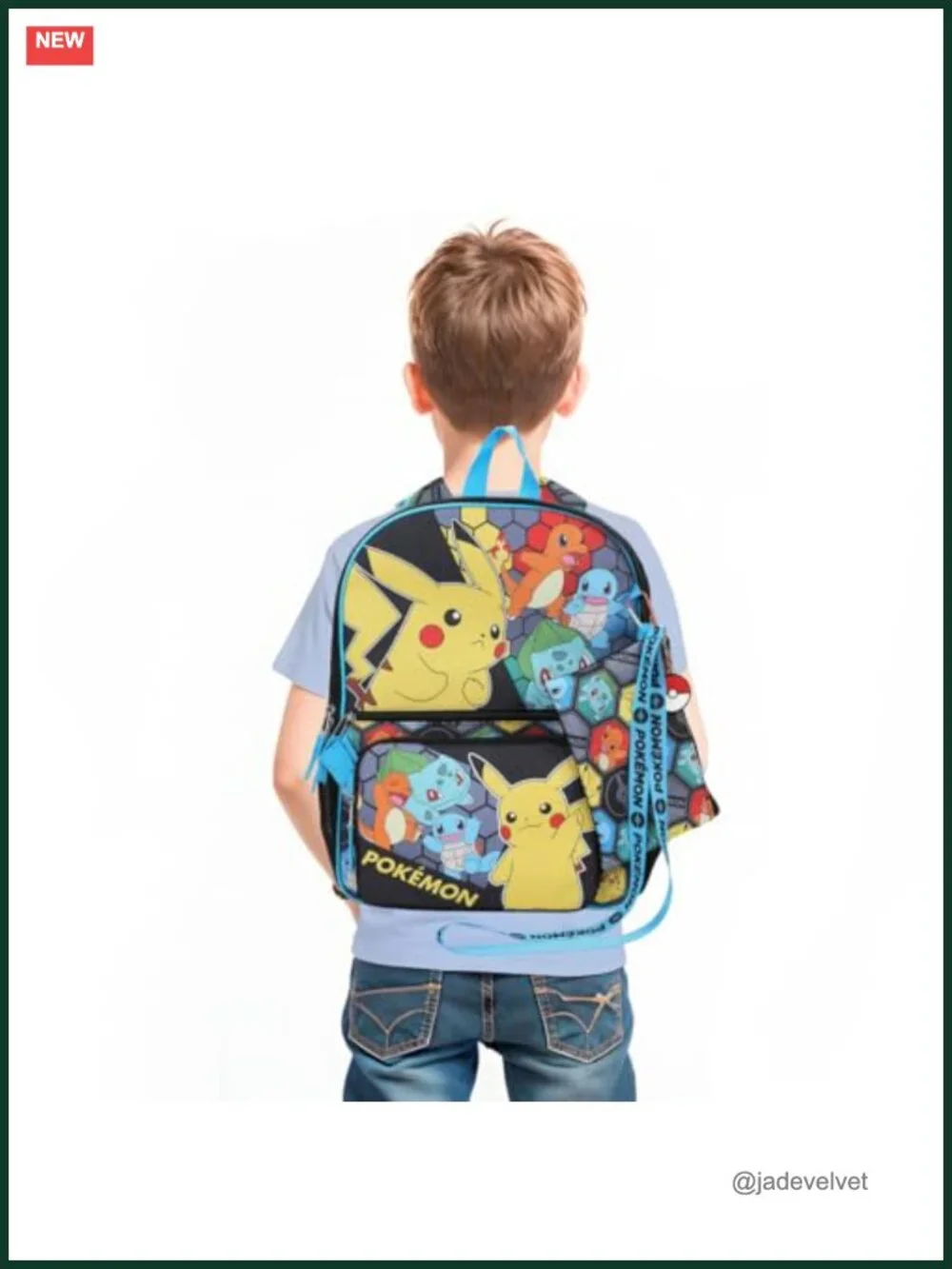 Pokemon Starters Backpack Set with Padded Cases and Lanyard for Kids